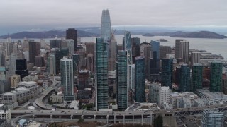 PP0002_000031 - 5.7K stock footage aerial video of a view of Salesforce Tower, South of Market skyscrapers in Downtown San Francisco, California
