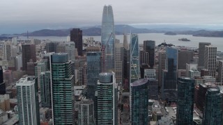 PP0002_000034 - 5.7K stock footage aerial video of Salesforce Tower at the center of skyscrapers, Downtown San Francisco, California
