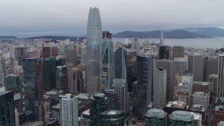 PP0002_000036 - 5.7K stock footage aerial video of a view of Salesforce Tower skyscraper and high-rises in Downtown San Francisco, California