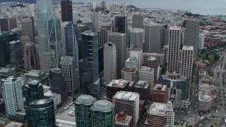 PP0002_000042 - 5.7K stock footage aerial video tilt from Bay Bridge to reveal skyscrapers in Downtown San Francisco, California