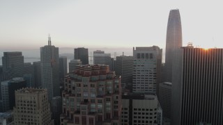 PP0002_000065 - 5.7K stock footage aerial video of passing by skyscrapers with view of Salesforce Tower in Downtown San Francisco, California