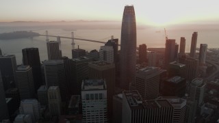 PP0002_000070 - 5.7K stock footage aerial video flyby skyscrapers and focus on Salesforce Tower in Downtown San Francisco, California