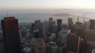 PP0002_000073 - 5.7K stock footage aerial video pan across city skyscrapers in Downtown San Francisco, California