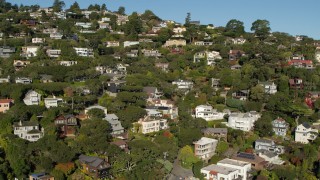 PP0002_000117 - 5.7K stock footage aerial video of large hillside homes in Sausalito, California