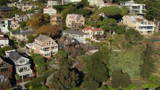 PP0002_000129 - 5.7K stock footage aerial video of flying by hillside neighborhoods in Sausalito, California