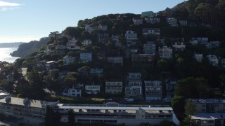 PP0002_000132 - 5.7K stock footage aerial video tilt to hillside homes before descent in Sausalito, California