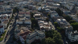 PP0002_000143 - 5.7K stock footage aerial video flyby Marina District apartment buildings in San Francisco, California