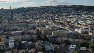 PP0002_000144 - 5.7K stock footage aerial video tilt from apartments in the Marina District to wider view of neighborhoods in San Francisco, California