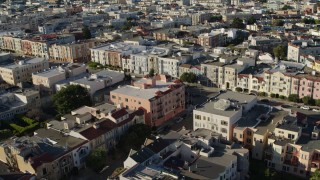 PP0002_000146 - 5.7K stock footage aerial video reverse view of apartments in the Marina District, tilt to wider view, San Francisco, California