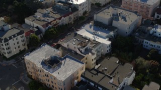 PP0002_000157 - 5.7K stock footage aerial video apartment building rooftops in the Marina District, San Francisco, California