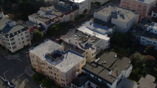 PP0002_000158 - 5.7K stock footage aerial video a view of apartment building rooftops in the Marina District, San Francisco, California