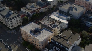PP0002_000159 - 5.7K stock footage aerial video a stationary view of apartment building rooftops in the Marina District, San Francisco, California