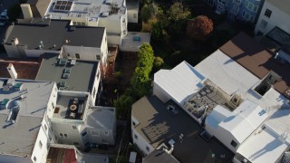 PP0002_000167 - 5.7K stock footage aerial video bird's eye of apartment building rooftops in the Marina District, San Francisco, California