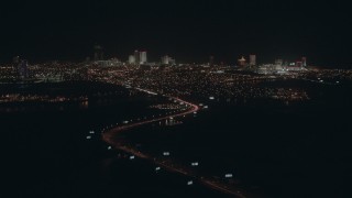 PP003_005 - HD stock footage aerial video of the city's hotels and casinos at night, Atlantic City, New Jersey