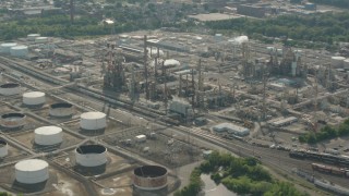 PP003_103 - HD stock footage aerial video of an oil refinery in Chester, Pennsylvania