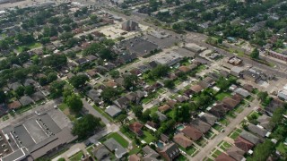 PVED01_102 - 4K aerial stock footage fly over suburban residential neighborhoods in Metairie, New Orleans, Louisiana