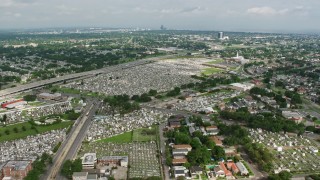 PVED01_105 - 4K aerial stock footage orbiting several cemeteries in Lakeview, New Orleans, Louisiana