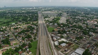 PVED01_106E - 4K aerial stock footage approach and fly over cemeteries in Lakeview, New Orleans, Louisiana