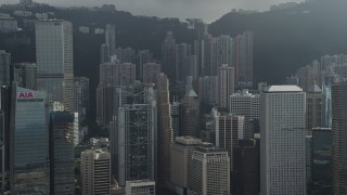 SS01_0029 - 5K stock footage aerial video of passing tall skyscrapers on Hong Kong Island, China