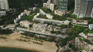 SS01_0057 - 5K stock footage aerial video of beachfront condominium complex on Hong Kong Island, China