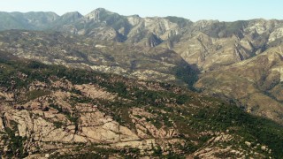 TS01_023 - 1080 stock footage aerial video pan across mountain ridges in Los Padres National Forest, California