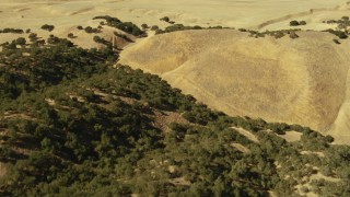 TS01_093 - 1080 stock footage aerial video of flying over hills and dirt road in San Ardo, California