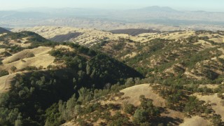 TS01_134 - 1080 stock footage aerial video of flying over hills in Ohlone Regional Wilderness, California, Mount Diablo in distance