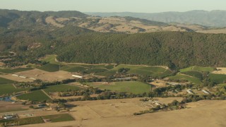 TS01_172 - 1080 stock footage aerial video flyby farms and hills in Sonoma, California
