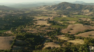 TS01_190 - 1080 stock footage aerial video of rural homes and farms in Bennett Valley, California