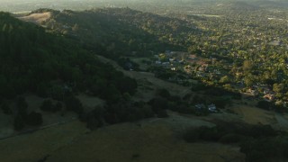 TS01_197 - 1080 stock footage aerial video of approaching rural and hillside homes in Bennett Valley, California