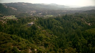 TS01_227 - 1080 stock footage aerial video of a hilltop mansion in Santa Rosa, California
