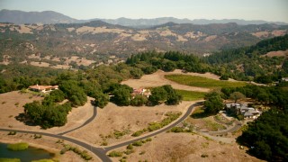 TS01_229 - 1080 stock footage aerial video fly over upscale hilltop homes in Santa Rosa, California