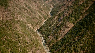 TS01_284 - 1080 stock footage aerial video of a river between mountains in the Sierra Nevada Mountains, California