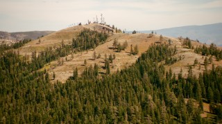 TS01_300 - 1080 stock footage aerial video of ski lifts at the top of a mountain in Sugar Bowl, California