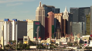 TS02_46 - 1080 stock footage aerial video of New York New York Hotel and Casino in Las Vegas, Nevada