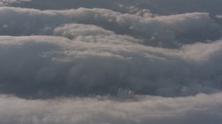 WA002_016 - 4K stock footage aerial video of a reverse view of cloud layer above the Central Valley, California