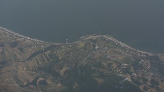 WA003_013 - 4K stock footage aerial video pan across Malibu to reveal Santa Monica, California