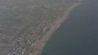 WA003_016 - 4K stock footage aerial video of a bird's eye view of Santa Monica Pier and Venice, California