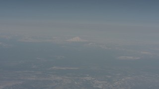 WA004_010 - 4K stock footage aerial video of Mount Shasta in the distance, seen from across Modoc County, California