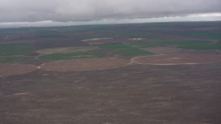 WA005_032 - 4K stock footage aerial video of circular crop fields in Kansas