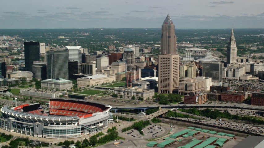 aerial Cleveland Browns Stadium Rock and Roll Hall of Fame Ohio, Aerial  Archives