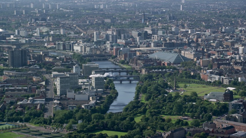 Glasgow, UK Aerial Stock Footage
