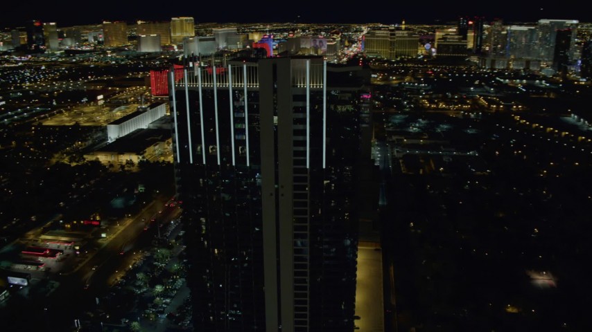 Nevada USA City Of Las Vegas Skyline And Cityscape At Night. Stock